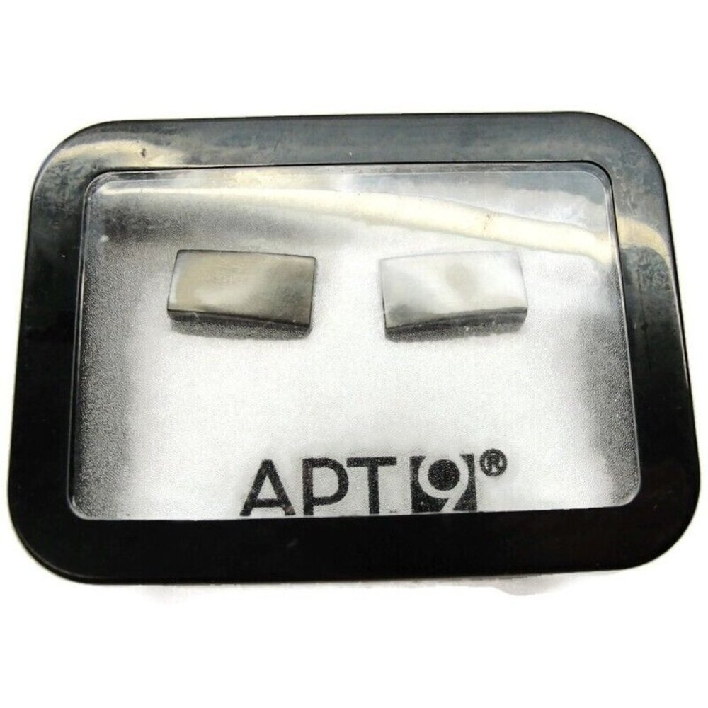 Apt. 9 Cufflinks Silver Tone Rectangular Tux Shirt Dress Suit Vintage IOB